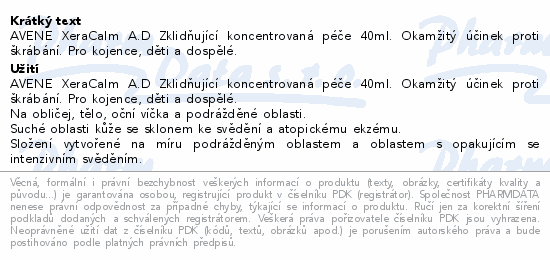AVENE XeraCalm A.D Zklidňující koncentr.péče 40ml