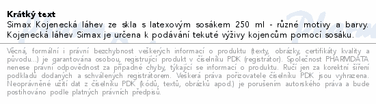 SIMAX kojenecká láhev s latex.sosákem 250ml