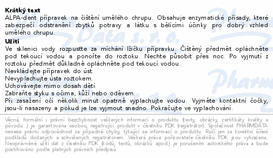 Alpa dent pro čištění umělého chrupu 150g