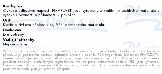 FIXAplast TAPE cívková náplast 1.25cmx2m