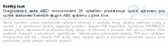 Diagnost.soup.ABO set monokl.na 30 vyšetření